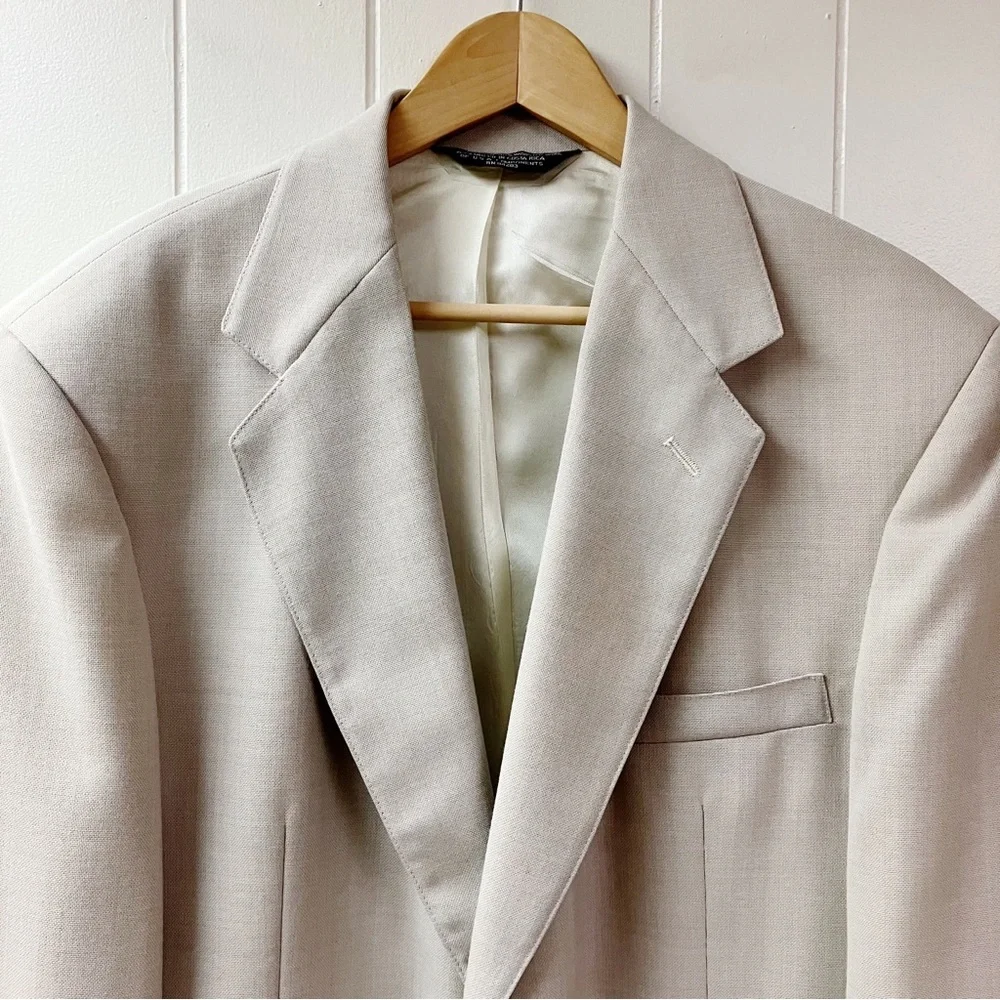 Office Wedding Travel APPLESEEDS Mens Single Breasted Jacket Blazer 46 L Beige